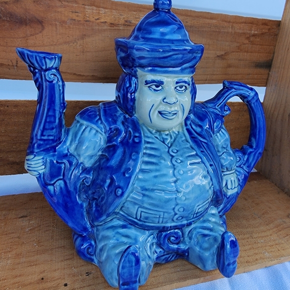 Victorian Ironstone Royal Armsflow Blue Teapot " Buddha Toby - Picture 3 of 7